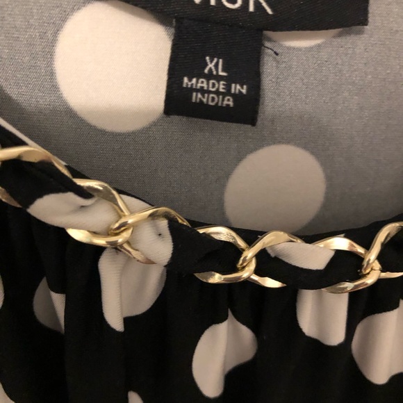 NWOT Black and White polka dot sun dress, with green stripe at hem XL NWOT - Picture 7 of 10